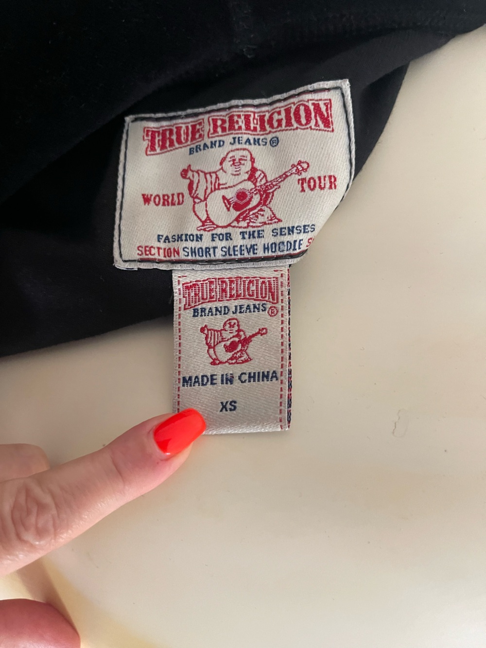 Y2K VINTAGE TRUE RELIGION SHORT SLEEVES BLACK VELVET HOODIE SIZE XS JUNIORS - Picture 7 of 14